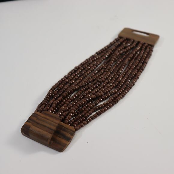 Vintage Wood Beaded Multi-Strand Bracelet – Mid Century Modern - Picture 3 of 4